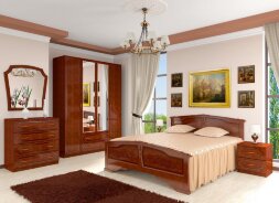 Шкаф 4 двери Лакированный орех 2 зеркала