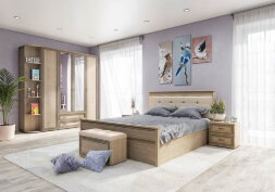 Шкаф 2-х створчатый с зеркалом Ливорно ЛШ-23, дуб сонома