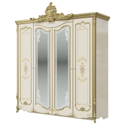 Шкаф 4-х дверный Шейх, Слоновая кость/золото