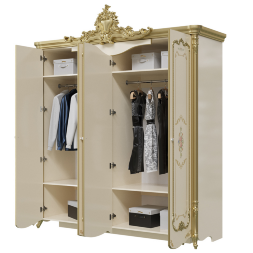 Шкаф 4-х дверный Шейх, Слоновая кость/золото