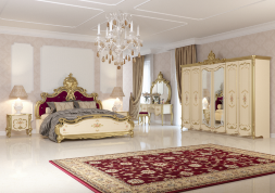 Шкаф 6-и дверный Шейх, Слоновая кость/золото